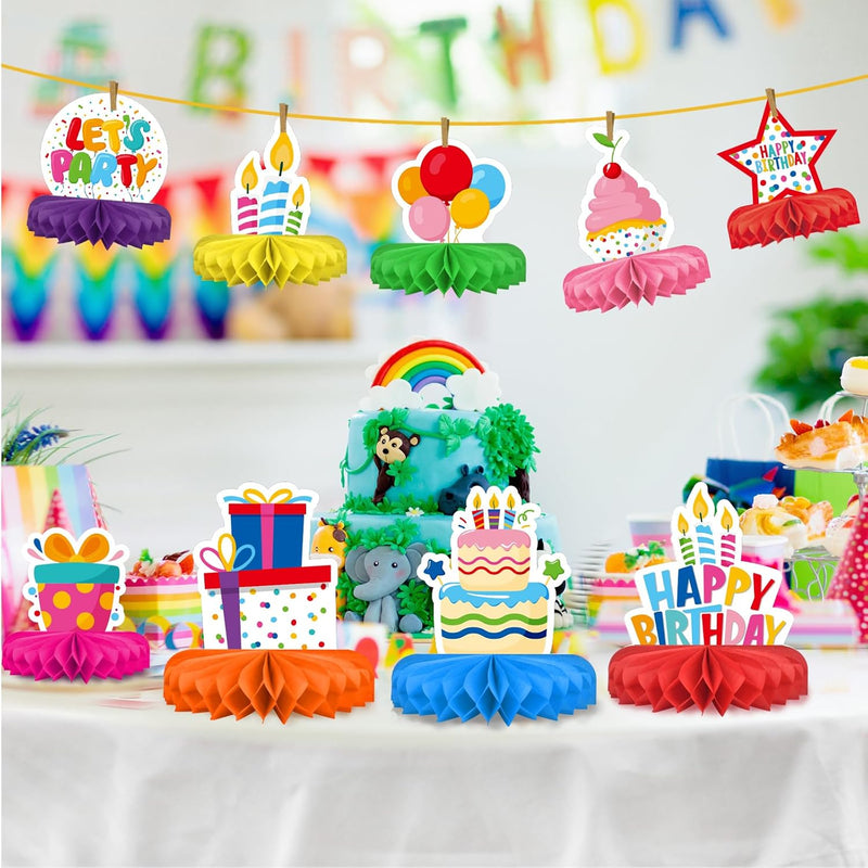 Colorful Honeycomb Centerpieces for Vibrant Birthday Celebrations