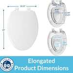 Little2Big Toilet Seat with Built-In Toddler Potty Training Seat, Slow Close, Easy to Install, Made in USA, ELONGATED, White