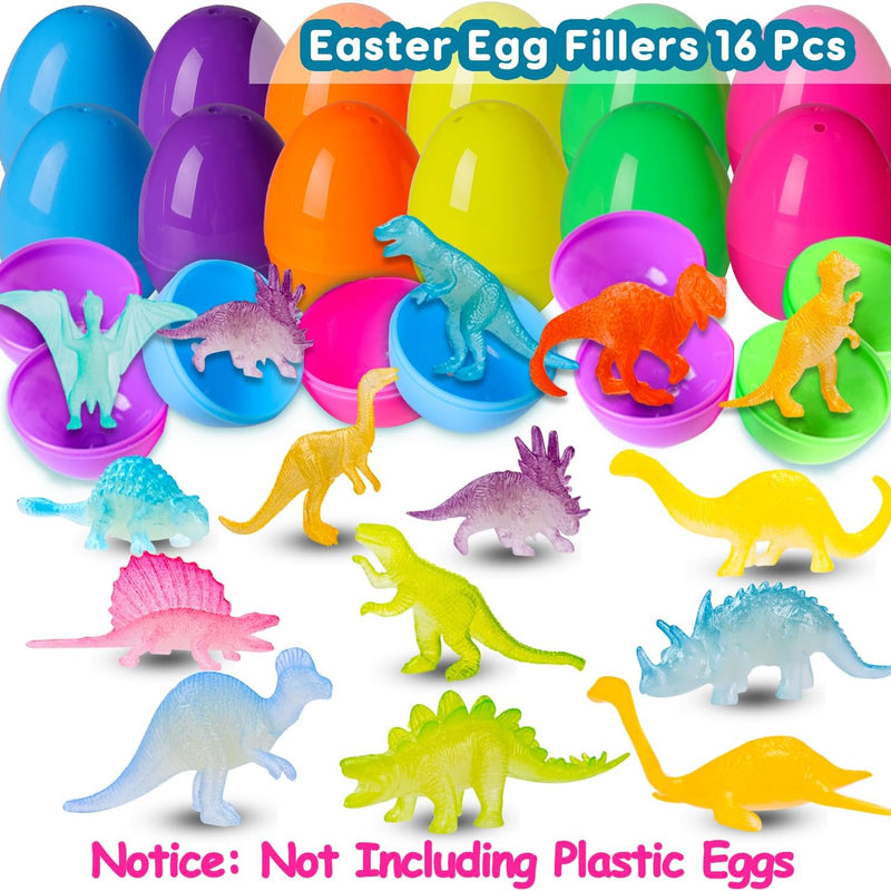 48Pcs Glow in Dark Mini Dinosaur Figures Kids Easter Egg Fillers Basket School Birthday Party Favors Supplies Dino Cupcake Toppers Pinata Goodie Bags Stuffers Classroom Prizes Carnival Bulk Toy Gift
