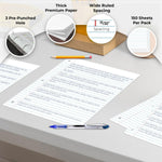 Rosmonde Loose Leaf Paper, 900 Sheets, 6 Pack, Wide Ruled, 8" x 10.5", Bulk Office Filler Sheets, 3 Hole Punched, 150 Sheets/Pack, Wide Ruled for 3 Ring Binder, Filler Notebook Paper, White