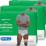 Amazon Basics Maximum Absorbency Incontinence Underwear for Men with Leak Protection and Odor Control, Disposable, Small/Medium, 60 Count (3 Packs of 20)