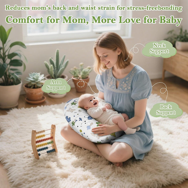 Nursing Pillow & Breastfeeding Pillow – Ergonomic C-Shape for Breastfeeding & Bottle Feeding, Standard Size Breathable with Washable Cover, Hypoallergenic,Tummy Time & Sitting Support (0-12Months)