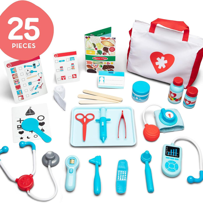 Melissa & Doug 25-Piece Toddler Doctor Play Set for imaginative medical play with preschool toys for girls and boys ages 3+