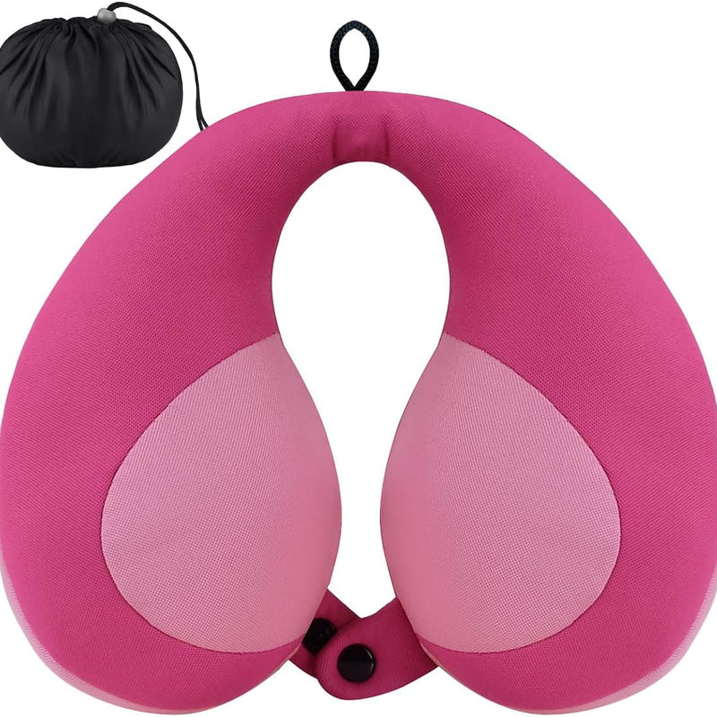 INFANZIA Kids Travel Neck Pillow, Chin Support for Car Seat & Plane, Pink | Helps Support Head and Neck, U Shape Carseat Travel Pillow, for Toddlers and Children, Airplane Road Trips