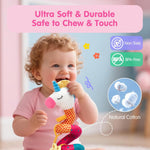 hahaland Car Seat Toys for Babies 0-6 Months Girl Stroller Toy Unicorn | Baby Toys 0-6 6-12 Months - Rattle, Mirror, Crinkle, Squeaky Carseat Toy Hanging Developmental Newborn Baby Birthday Gifts