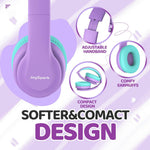 JoySpark Kids Bluetooth Headphones, Lightweight Wireless Headphones for Kids, 85/94dB Volume Limited, 60 Hours Playtime, Bluetooth 5.3, Over-Ear Toddler Headsets with Built-in Mic-Purple