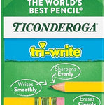 Ticonderoga Tri-Write Wood-Cased Pencils, 2HB Soft, Yellow, 12 Count