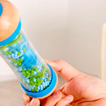 Hape Beaded Raindrops | Mini Wooden Musical Shake & Rattle Rainmaker Toy, Blue, Model Number: E0328B