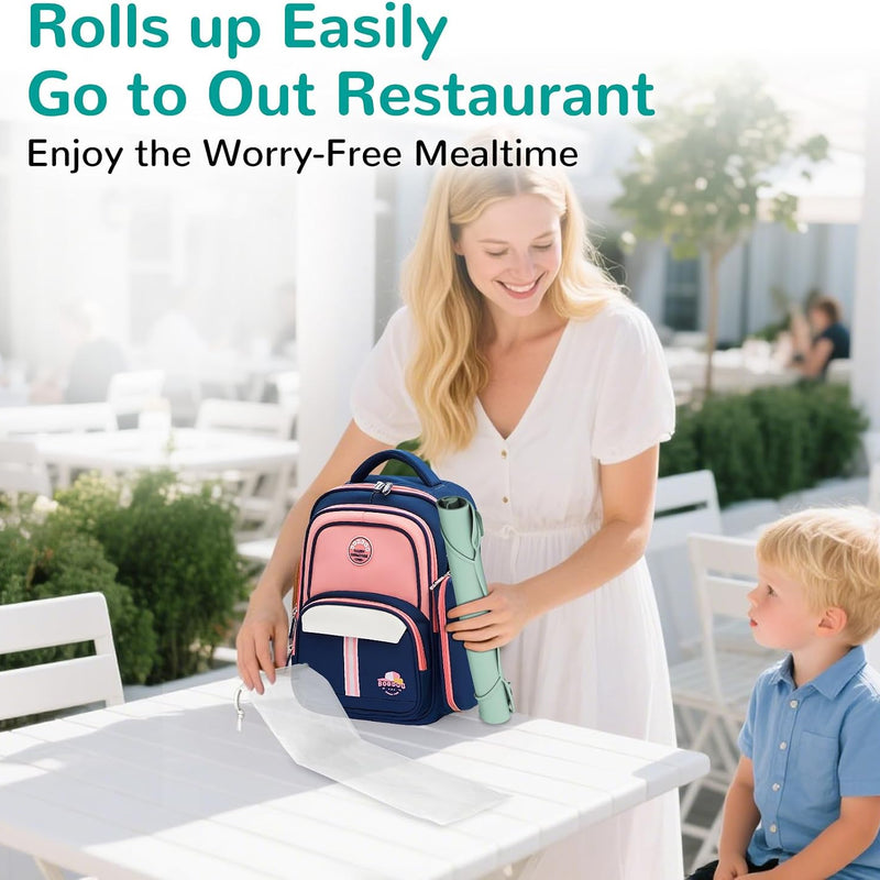 Silicone Placemat for Toddler Eating: Wipe Clean & Roll Up in The Diaper Bag - Table Mat for Restaurant/Travel/On-The-Go