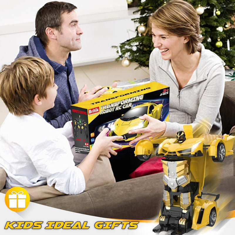 Transform Remote Control Car Toy for Kids 4-8, 2.4GHz RC Car with 360° Rotation and One-Key Transformation