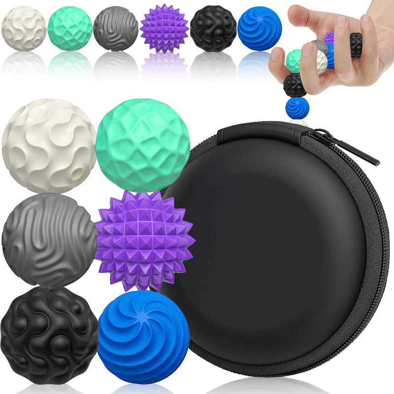 Silicone Magnetic Balls, Fidget Toys for Adults & Teens, 6PCS Stress Balls Sensory Toy, Quiet Magnet Desk Fidgets with Textured, ADHD Anxiety Relief Items, Fun Stocking Suffers Gifts (Red)