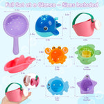 Mold-Free Bath Toys, 11-Piece Set | Safe, Easy-Clean & Fun Floating Boats, Spoon, Watering Can & Whale for Babies 12+ Months