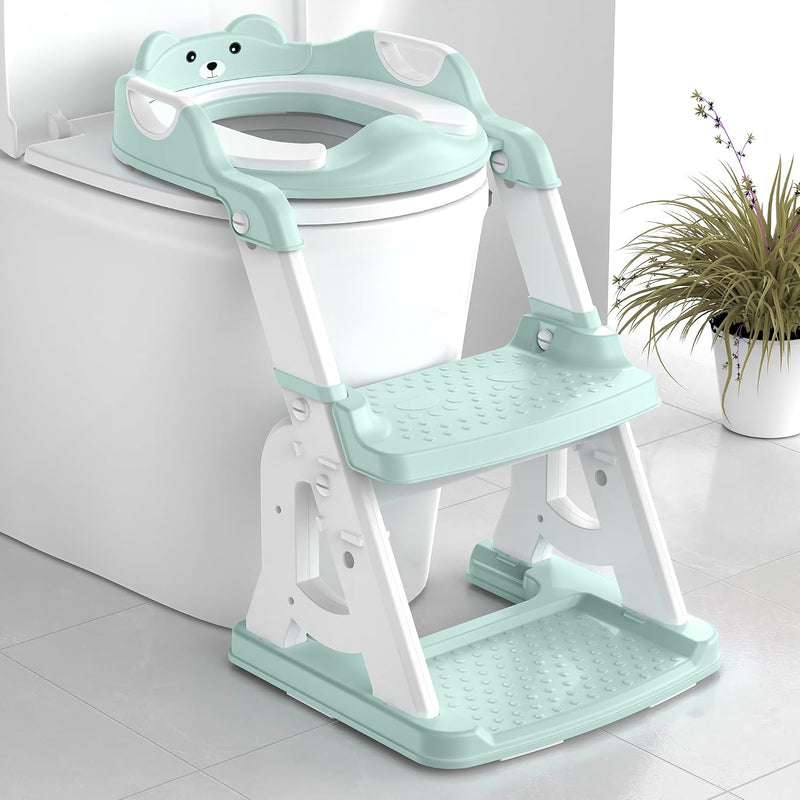 Meulife Potty Training Seat, Upgrade 2 in 1 Potty Training Toilet for Toddler, Toddler Toilet Seat for Boys Girls with Support Bar, Anti-Slip Pad and Step Stool (Pink)