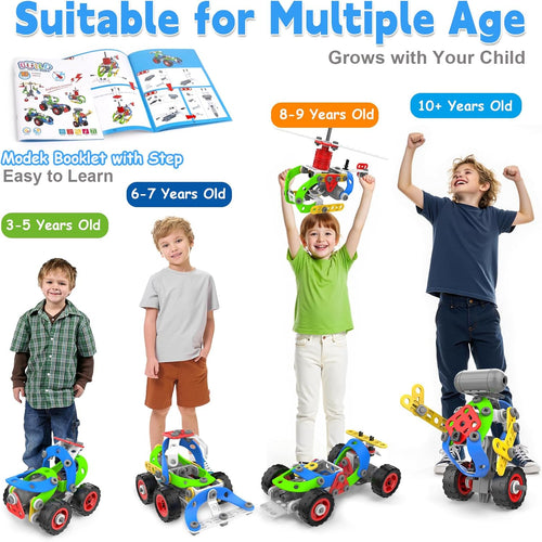 10 in 1 Electric STEM Toys for 5 6 7 8 9+ Year Old Boy Girl Birthday Gifts Educational Building Toys for Kids Ages 4-8 5-7 8-12 Stem Activities Construction Toy for Boys 6-8 8-10 Holiday Idea Gift
