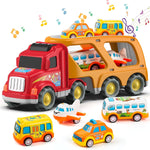 Veslier 5 in 1 Construction Truck Toy with 6 Mini Cars for Kids 3 4 5 6 Years Old