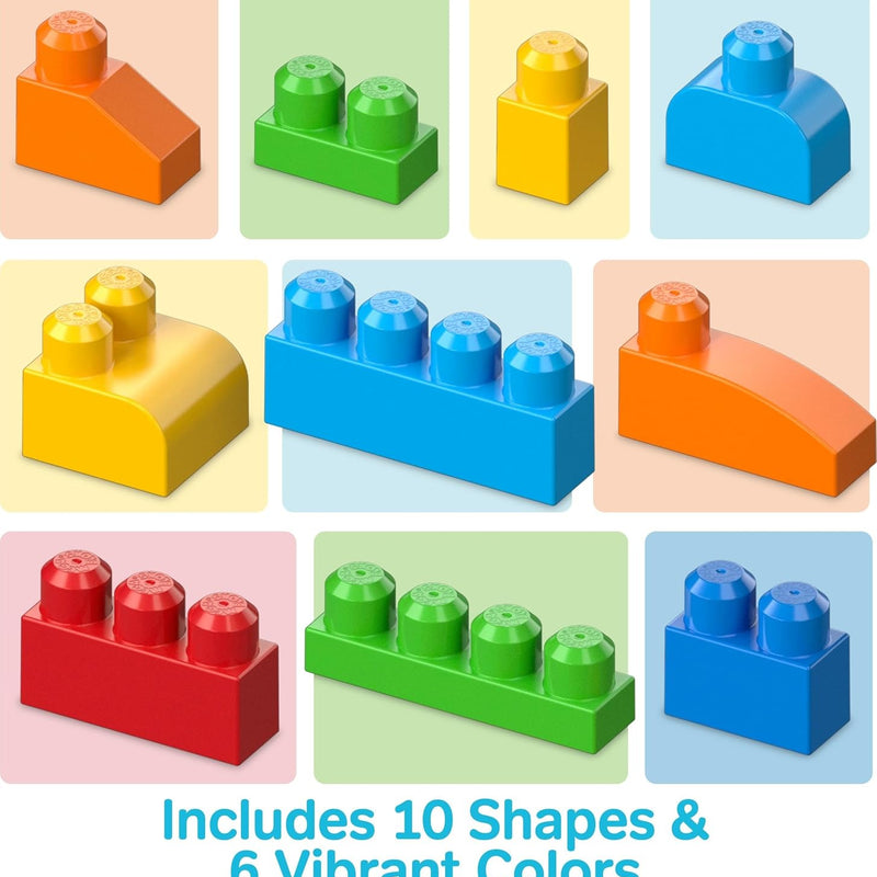 MEGA BLOKS First Builders Toddler Blocks Toy Set with 150 Pieces and Storage, Blue, Ages 1+
