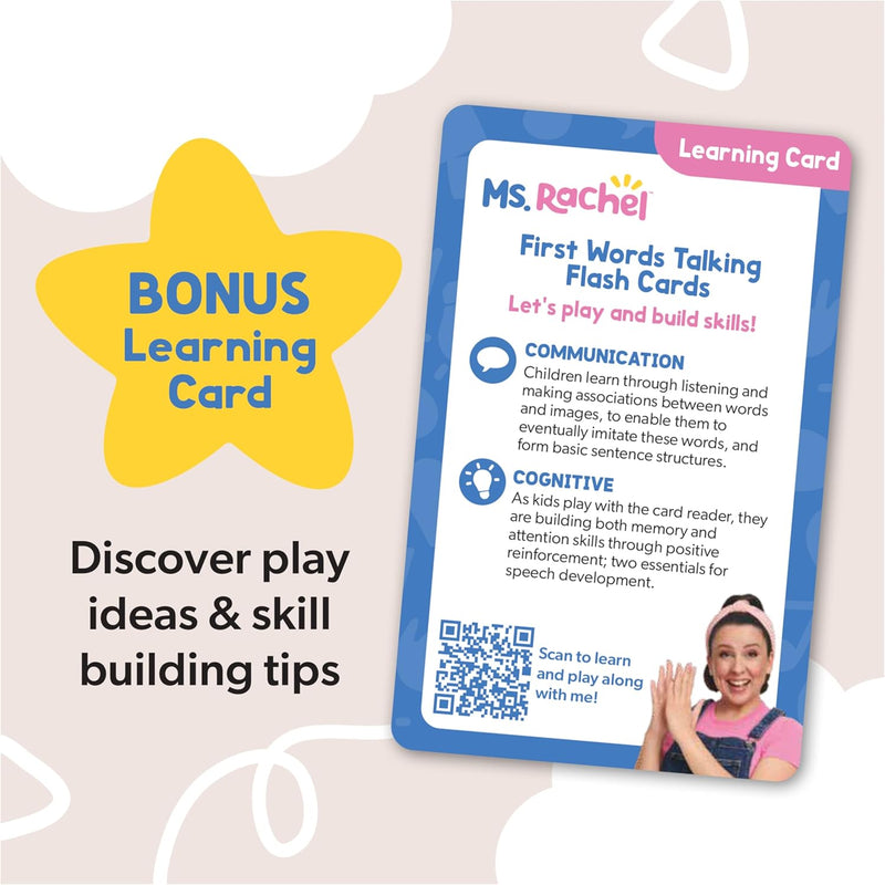 Ms. Rachel First Words Talking Flash Cards with Electronic Reader, 100 Words, Educational Toys for Ages 1-2+