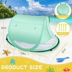 Kapeazo Baby Beach Tent, Pop Up UV Sun Shade for Infant Toddlers (Green) | Portable Baby Beach Essentials, Sun Shelter for Travel, UPF 50+, Breathable Mesh, Infant Sleeping Tent for Parks and Camping