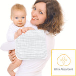 Lovely Care 12 Pack Muslin Burp Cloths 100% Cotton Muslin Cloths Large 20''x10'' Extra Soft and Absorbent Baby Burping Cloth - White