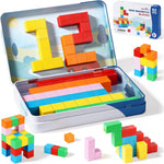 52 PCS Magnetic Blocks with Metal Box, 0.8in Mini Building Cubes Protable Travel Airplane Classroom Toys for Kids Ages 3+, STEM Educational Building Set for Toddlers Boys & Girls Birthday Gifts