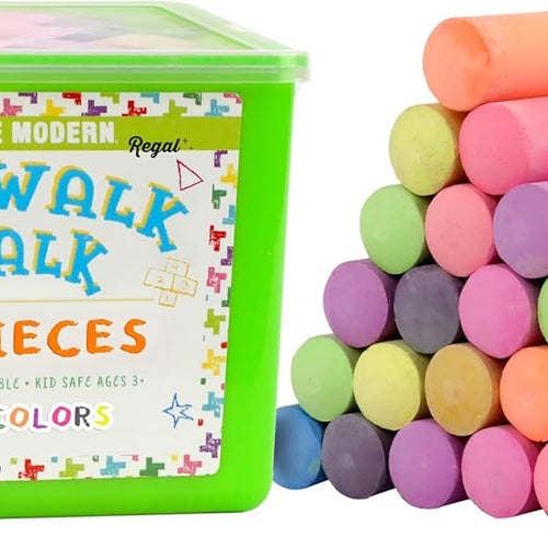 Kid Made Modern non-toxic 24-count washable colored chalk bulk set for kids and toddlers outdoor games