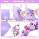 Amandir 153pcs Balloon Garland Kit, 4 Size Options, Pink, Purple, Red, Latex, and Metallic Balloons for Birthday Party Decor