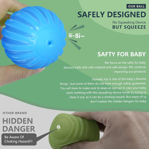 6-pack Sensory Balls for Baby, Bright Color Textured Multi Soft Ball Gift Sets for Sensory Play