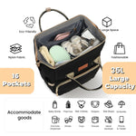ROSEGIN Diaper Bag Backpack with Changing Pad Pacifier Case, Baby Bag for Boy Girl Toddler - Large,Stylish, Waterproof Travel Quilted Diaper Bag for Mom - Baby Shower Gifts, Black