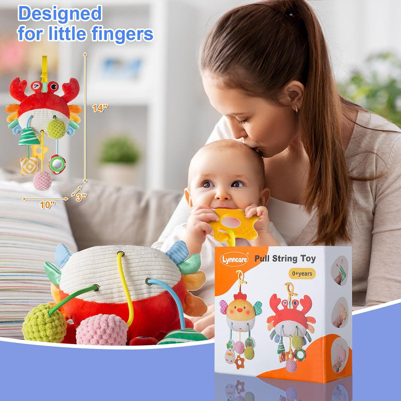 Car Seat Toy, Stroller Toy with a Convenient Clip | Carseat Toys Hanging Baby Accessories,Built-In Bell, Rattle,Mirror for infant,Babies Gift 0-3-6-12 months Boy Girl