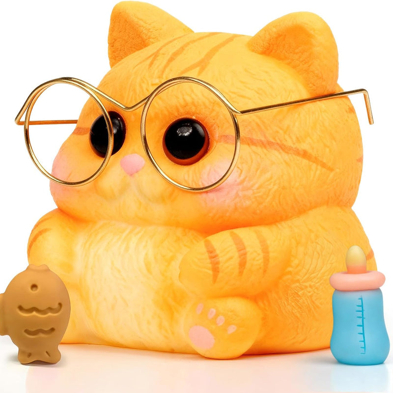 Cat Squishy Toy, Soft TPR Stress Relief Sensory Squeeze Toys, Cute Kawaii Desk Toy, Birthday Gift and Party Favor for Kids and Adults