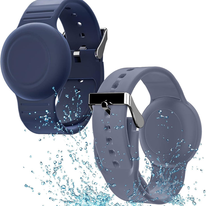 Waterproof Airtag compatible silicone bracelets for kids, 2 pack hidden wristband, lightweight tracker watch band