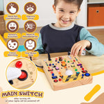 Montessori Toy: 19-Switch Busy Board with LED Lights, Sensory Exploration for Toddlers 1-3 Years