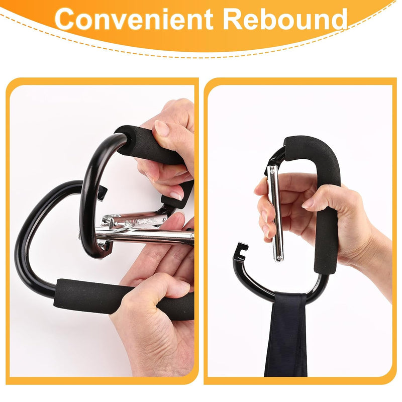 2 Pack Stroller Hooks, 6.3" Large Stroller Clips, Carabiner Clip | Stroller Hook for Hanging Diaper Bags and Shopping, Universal Stroller Accessories for Mommy