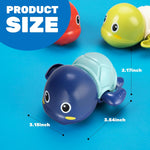 Wind Up Turtle Bath Toys for Toddlers 1-3, 3 Pack Swimming Bathtub Toys | ASTM F963-23 Tested, Non-Toxic ABS, Wind-Up No Batteries, Quick-Dry Drain Holes, for Pool & Preschool Toddlers