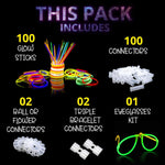 Ammy Glow Glow Sticks Bulk Party Pack, 205 Pcs Kit with Connectors & Glasses for Kids, LED Neon Glow in the Dark Party Supplies for Birthdays & Events