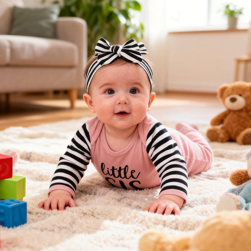 AMAWMW Newborn Baby Girl Little Sister Sleeper Gown Stripe Long Sleeve Nightgown Pajamas Gifts Stuff Essential Outfit