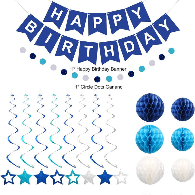 Vibrant Birthday Decorations: Happy Birthday Banner, Honeycomb Balls, Hanging Swirls, Garland for Men, Women, Boys, Girls