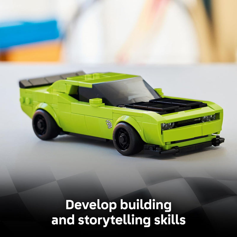 LEGO Speed Champions Dodge Challenger SRT Hellcat Sports Car Toy - Building Set for Learning