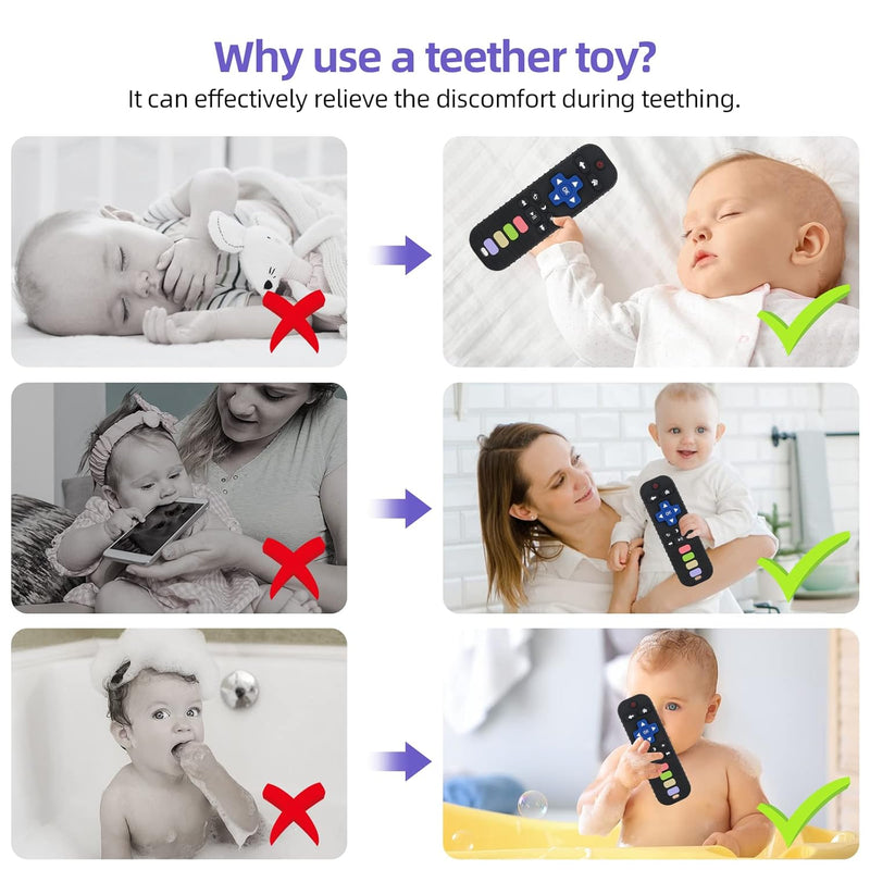 Chuya Baby Teether Toy, Food-Grade Silicone, 3-24 Months, TV Remote Control Shape, Teething Relief for Infants