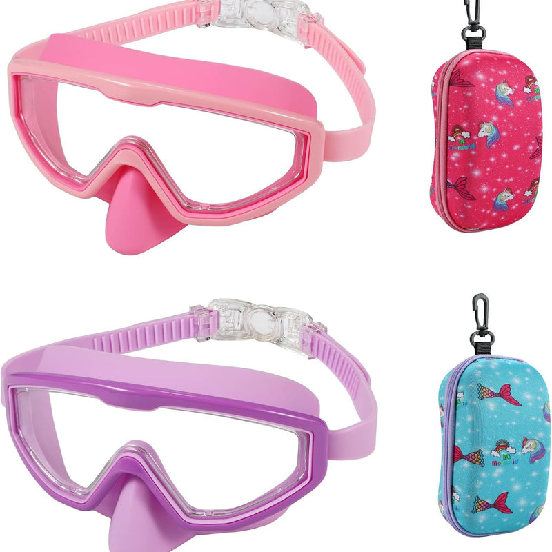 Swim Goggles Kids 6-14, Diving Mask No Tangle Strap，Water Goggles Nose Cover for JR / Youth