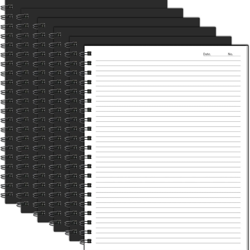 Lined Spiral Notebook A4 Large Black Journal 8.5" x 11"-4 Pack 7mm College Ruled Hardcover Notebooks 160 Pages 100GSM Thick Paper for Note Taking School Office Supplies