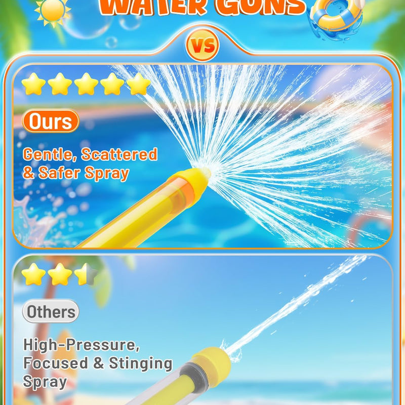 Water Gun Wide Spray Spray Squirt Gun Toy for Kids Adults 6 Pack | Sparkle Burst Squirter Gun Bulk for Kids Ages 4-12, Water Shooters for Pool, Swimming Beach Backyard Outdoor Party Favors