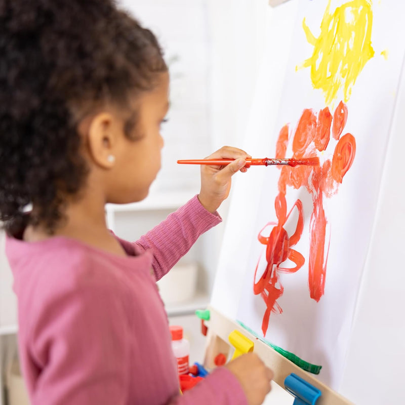 melissa & doug deluxe wooden art easel for kids with dry-erase board chalkboard & drawing paper roller folding double-sided toddler easel
