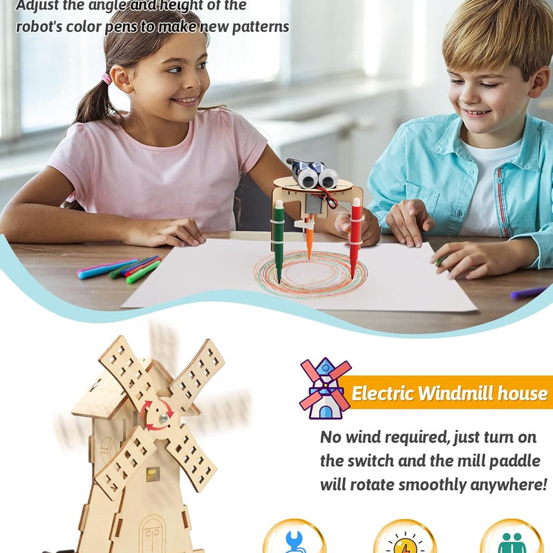 Poraxy STEM Kit for Kids Age 8-10, 6 in 1 Science Kit with Wooden 3D Puzzles and Toys