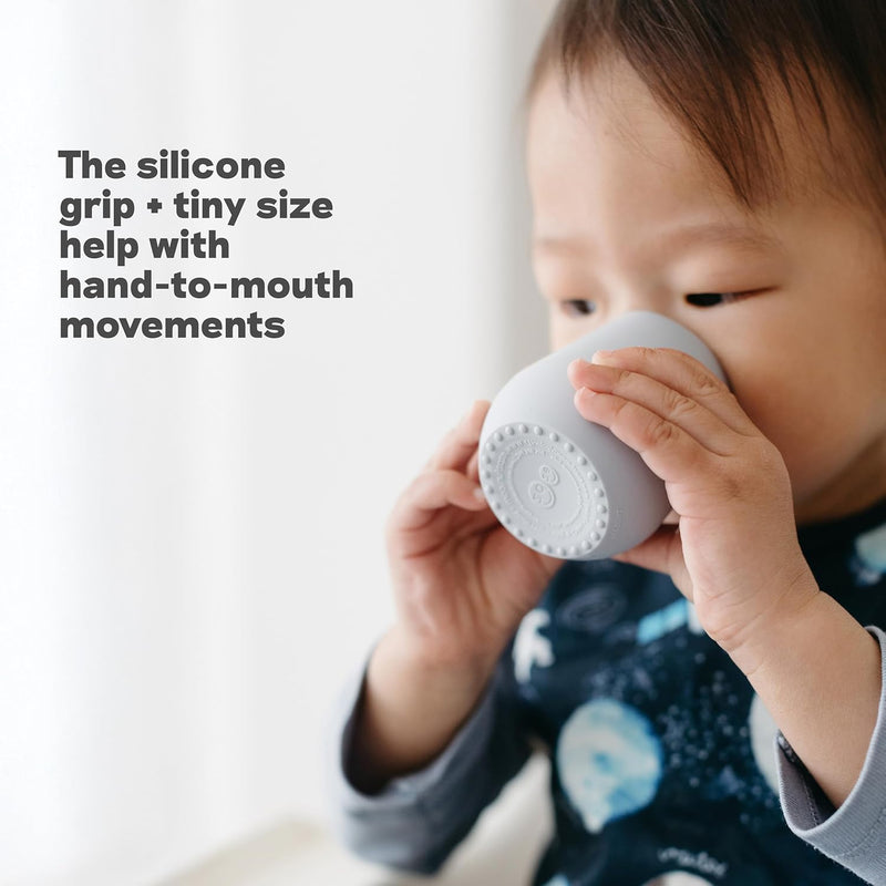 ezpz Tiny Cup (Sage) - 4 months+ - 100% Silicone Training Cup for Infants - Designed by a Pediatric Feeding Specialist - Baby-Led Weaning Essentials & Baby Gifts