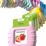 Airbition Talking Flash Cards for Toddlers Montessori Language Learning with 224 Words Pocket Speech Therapy Playthings Children's Sensory Educational Device Pink