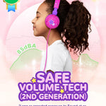 Cat ear headphones with led light up and 85dBA safe volume for kids, foldable and wireless compatible