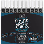 Liquid Chalk Marker Pen - White Dry Erase Marker - Chalkboard Signs, Windows, Blackboard, Glass (6 Pack) 3-6mm Reversible Tip, 3-3mm Fine Tip
