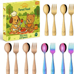 DEHOV Toddler Eating Utensils Set,Set Of 12 Food Grade Stainless Steel Silverware Sets For Kids,Dishwasher Safe Children Small Metal Spoons And Forks Flatware Sets