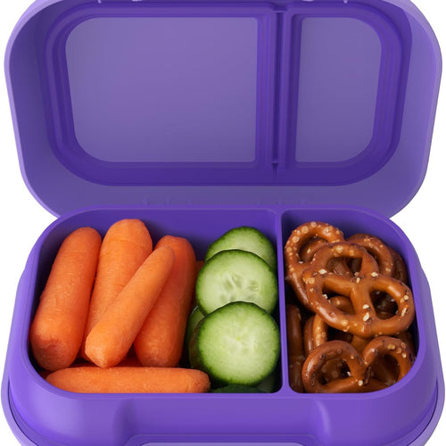 Bentgo Kids Snack - 2 Compartment Leak-Proof Bento Box Container for Snacks and Small Meals, Easy-Open Latch, Dishwasher Safe, BPA-Free for School, Daycare, & Sports - Ideal for Ages 3+ (Purple)